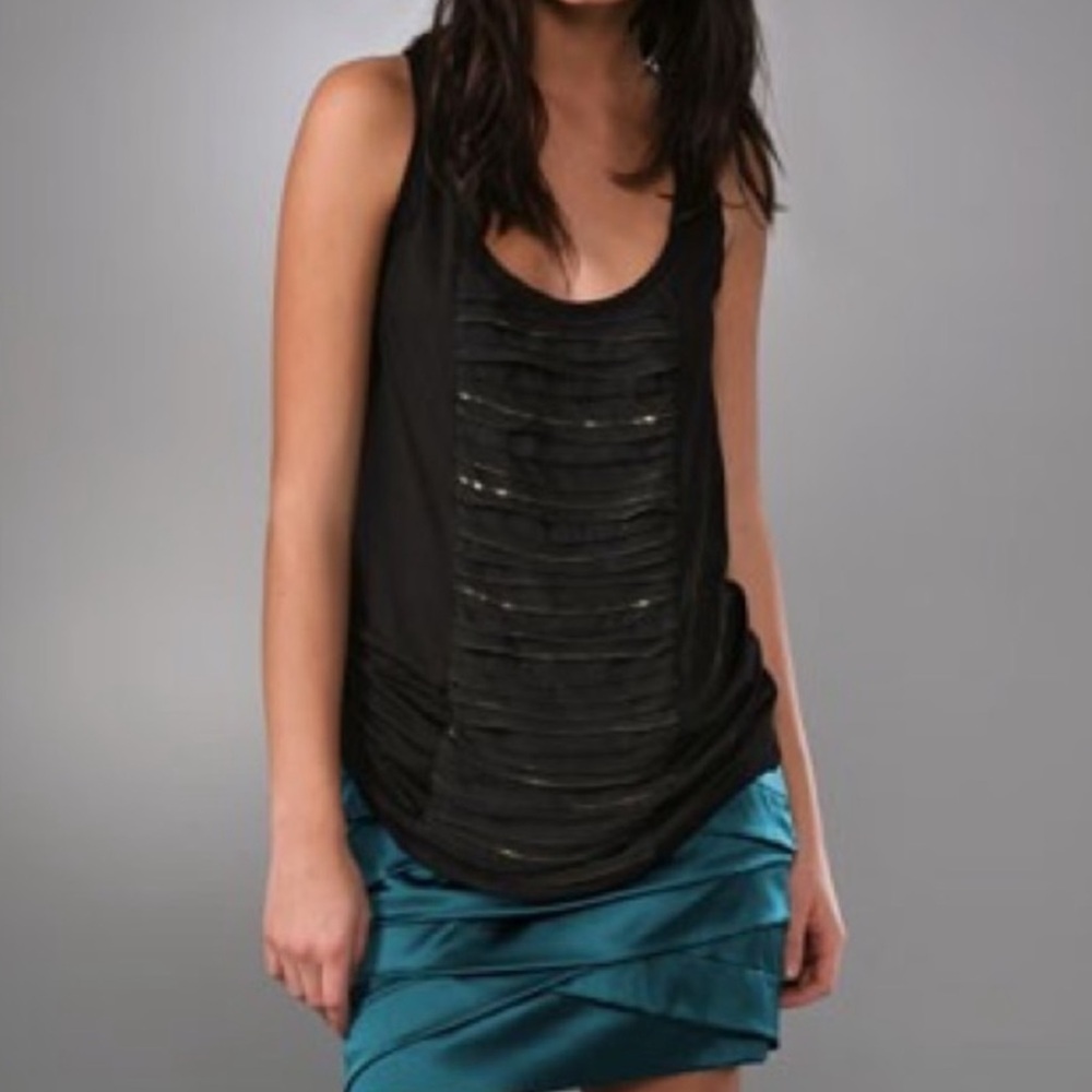 DIANE VON FURSTENBERG Dalmas Silk Blend Pleated Chain Tunic Length Camisole